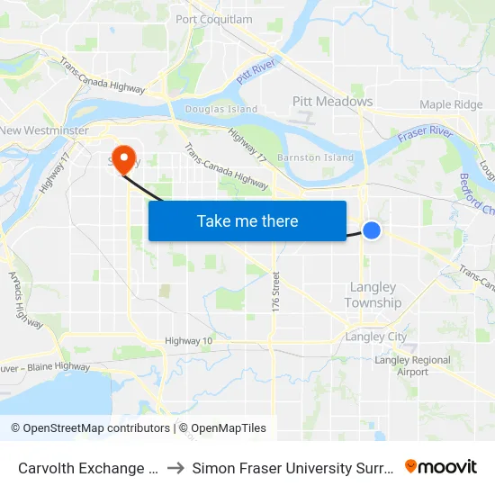 Carvolth Exchange @ Bay 4 to Simon Fraser University Surrey Campus map