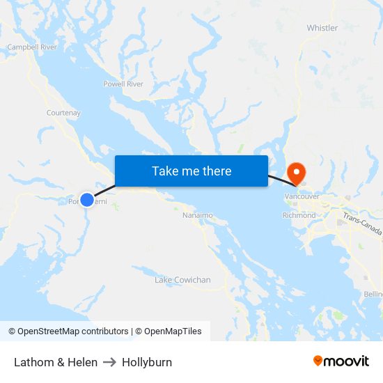 Lathom & Helen to Hollyburn map