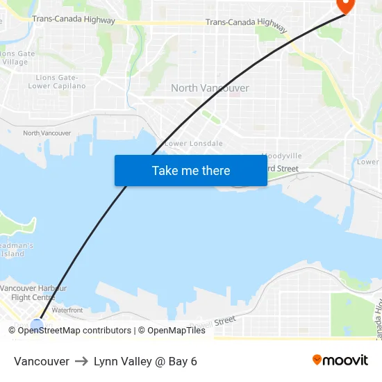 Vancouver to Lynn Valley @ Bay 6 map
