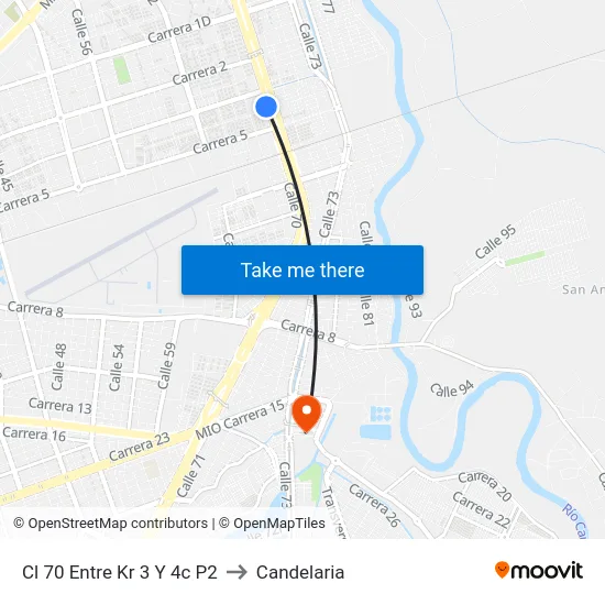 Cl 70 Entre Kr 3 Y 4c P2 to Candelaria map