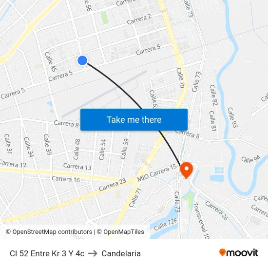 Cl 52 Entre Kr 3 Y 4c to Candelaria map