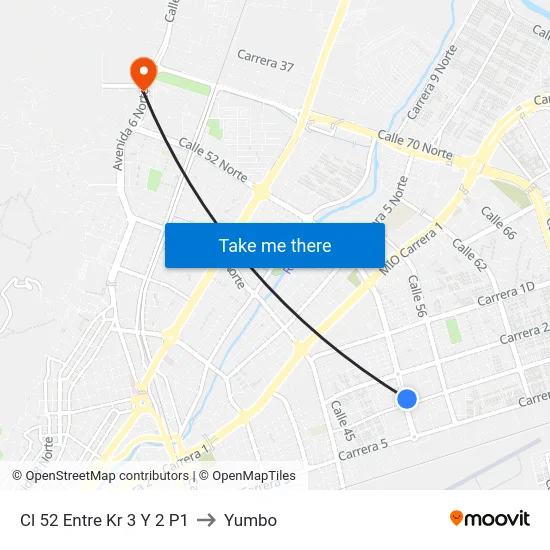 Cl 52 Entre Kr 3 Y 2 P1 to Yumbo map