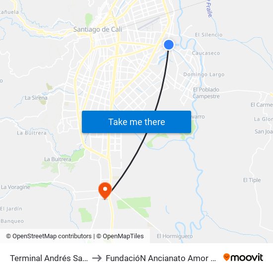 Terminal Andrés Sanín C4 to FundacióN Ancianato Amor y Ternura map