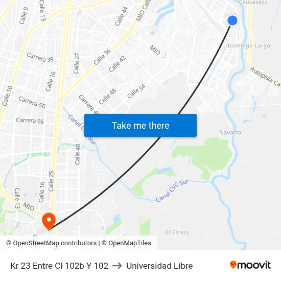 Kr 23 Entre Cl 102b Y 102 to Universidad Libre map