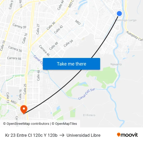 Kr 23 Entre Cl 120c Y 120b to Universidad Libre map