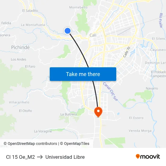 Cl 15 Oe_M2 to Universidad Libre map