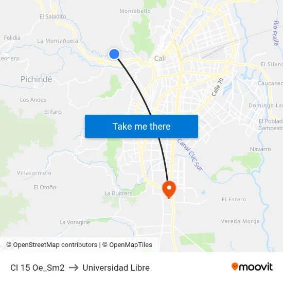 Cl 15 Oe_Sm2 to Universidad Libre map