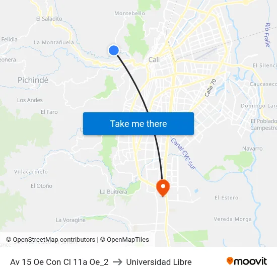 Av 15 Oe Con Cl 11a Oe_2 to Universidad Libre map