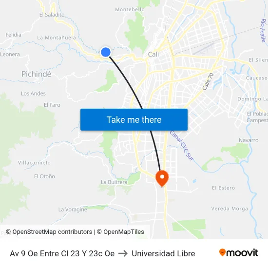 Av 9 Oe Entre Cl 23 Y 23c Oe to Universidad Libre map