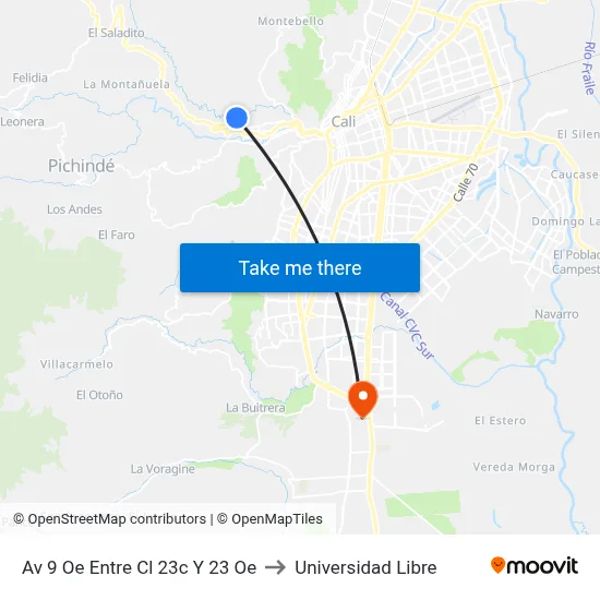 Av 9 Oe Entre Cl 23c Y 23 Oe to Universidad Libre map