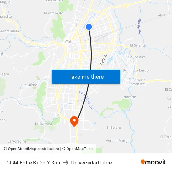 Cl 44 Entre Kr 2n Y 3an to Universidad Libre map