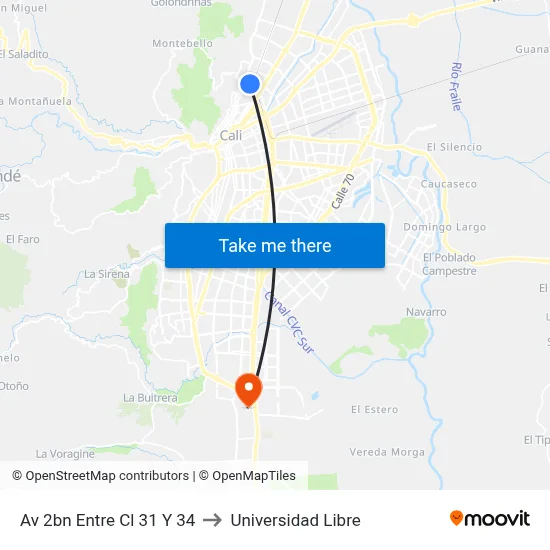 Av 2bn Entre Cl 31 Y 34 to Universidad Libre map