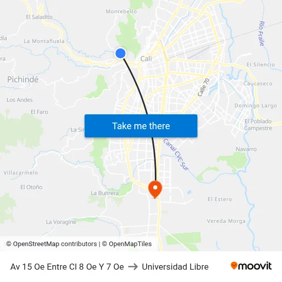 Av 15 Oe Entre Cl 8 Oe Y 7 Oe to Universidad Libre map