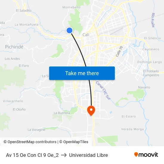 Av 15 Oe Con Cl 9 Oe_2 to Universidad Libre map