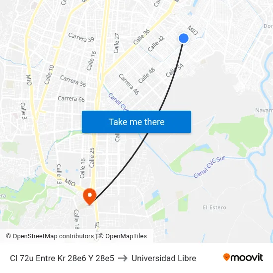 Cl 72u Entre Kr 28e6 Y 28e5 to Universidad Libre map