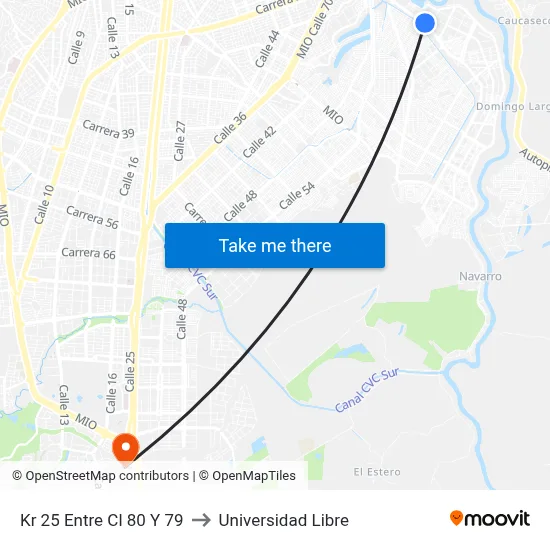 Kr 25 Entre Cl 80 Y 79 to Universidad Libre map