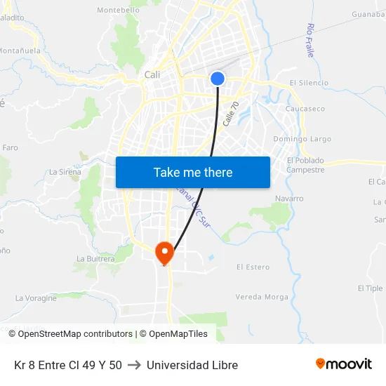Kr 8 Entre Cl 49 Y 50 to Universidad Libre map