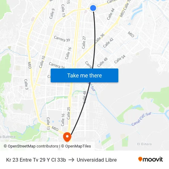 Kr 23 Entre Tv 29 Y Cl 33b to Universidad Libre map