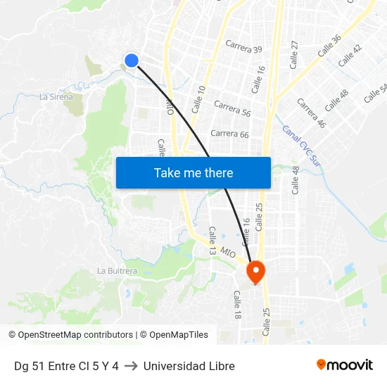 Dg 51 Entre Cl 5 Y 4 to Universidad Libre map