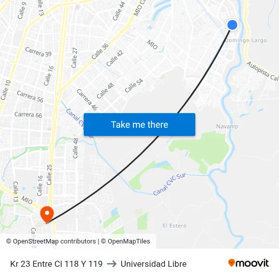 Kr 23 Entre Cl 118 Y 119 to Universidad Libre map
