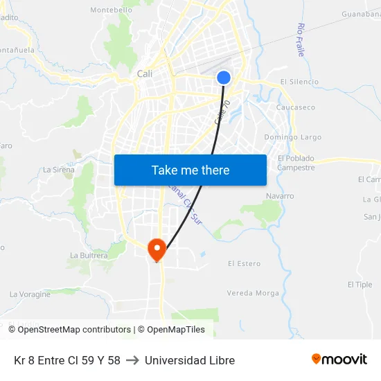 Kr 8 Entre Cl 59 Y 58 to Universidad Libre map