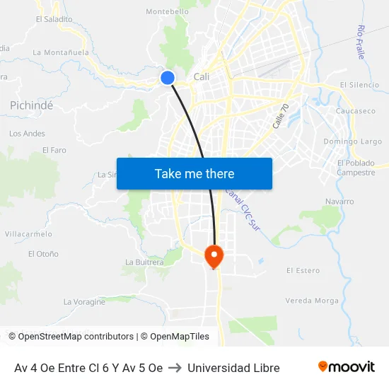 Av 4 Oe Entre Cl 6 Y Av 5 Oe to Universidad Libre map