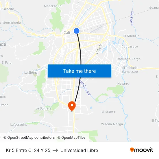 Kr 5 Entre Cl 24 Y 25 to Universidad Libre map