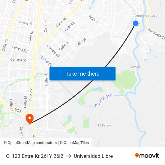 Cl 123 Entre Kr 26i Y 26i2 to Universidad Libre map
