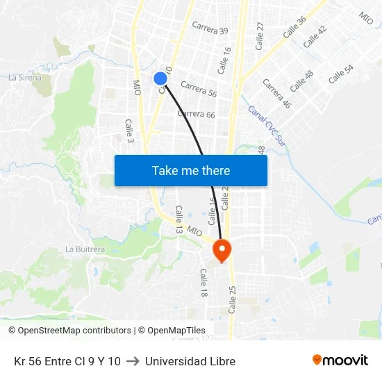 Kr 56 Entre Cl 9 Y 10 to Universidad Libre map