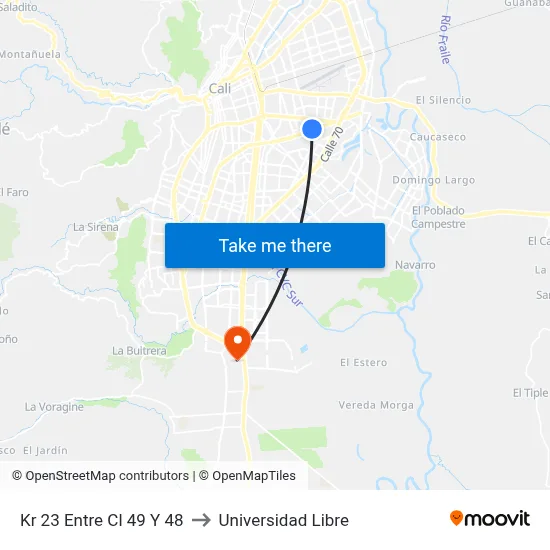 Kr 23 Entre Cl 49 Y 48 to Universidad Libre map