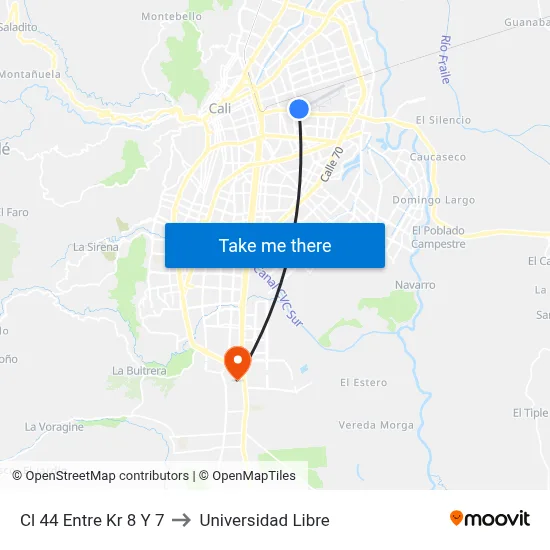 Cl 44 Entre Kr 8 Y 7 to Universidad Libre map