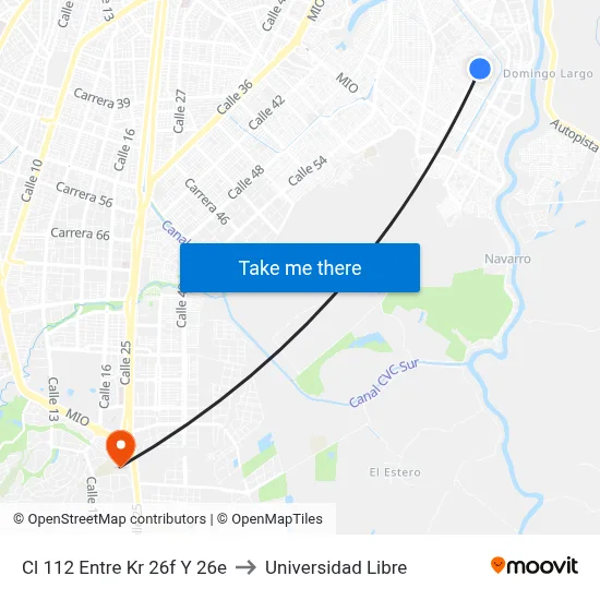 Cl 112 Entre Kr 26f Y 26e to Universidad Libre map