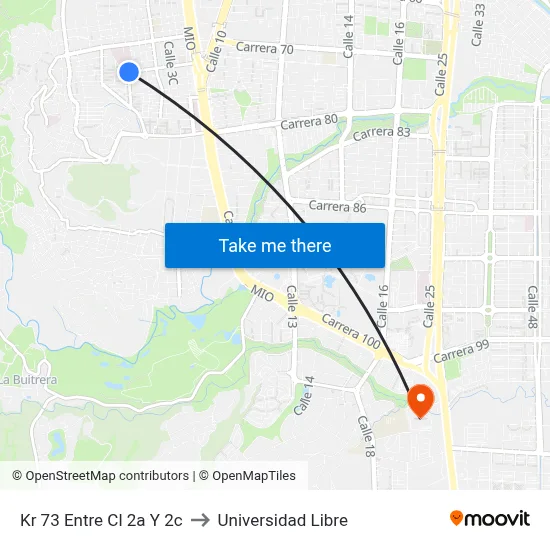 Kr 73 Entre Cl 2a Y 2c to Universidad Libre map