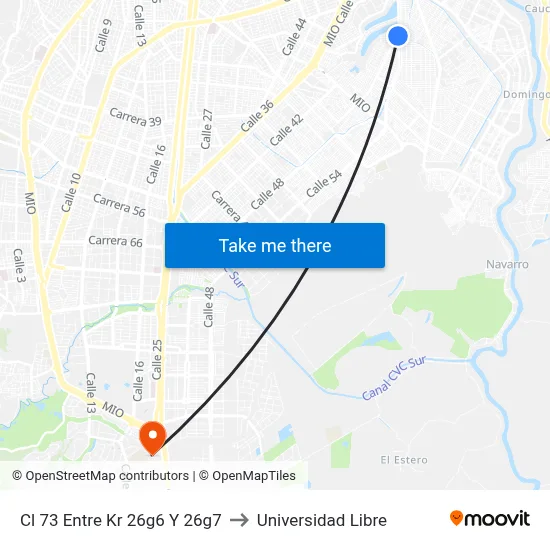 Cl 73 Entre Kr 26g6 Y 26g7 to Universidad Libre map