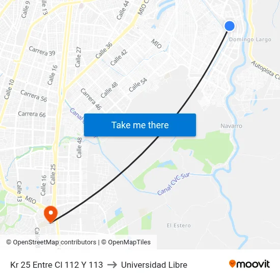 Kr 25 Entre Cl 112 Y 113 to Universidad Libre map