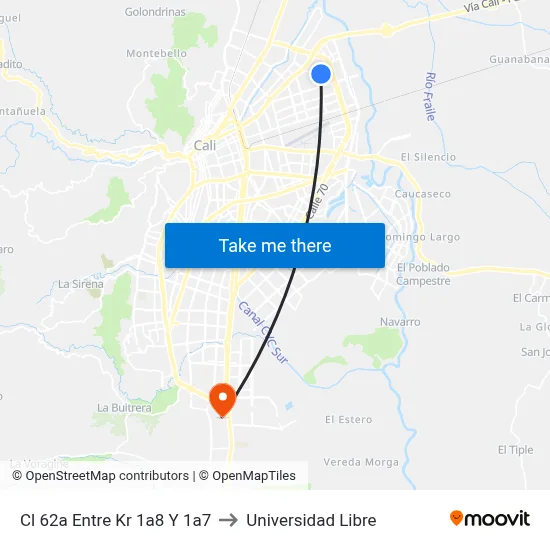 Cl 62a Entre Kr 1a8 Y 1a7 to Universidad Libre map