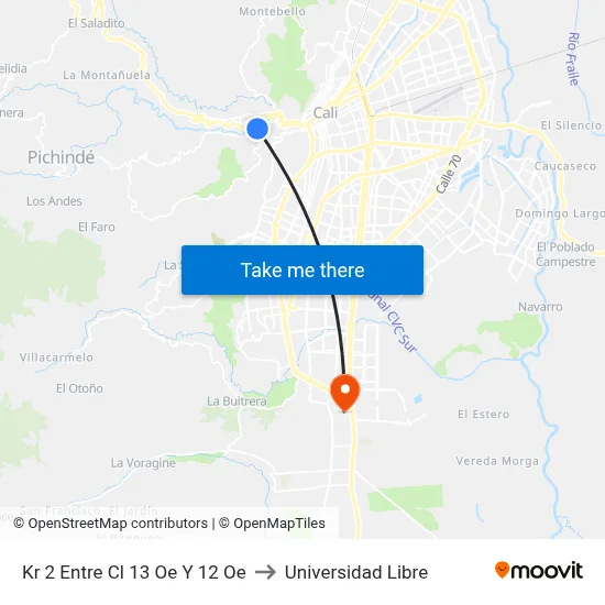 Kr 2 Entre Cl 13 Oe Y 12 Oe to Universidad Libre map