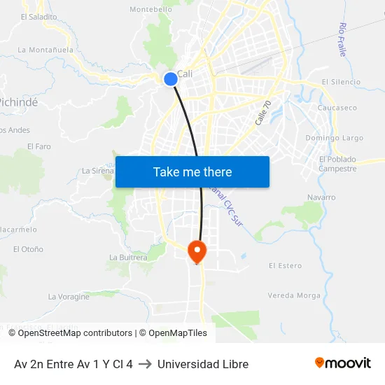 Av 2n Entre Av 1 Y Cl 4 to Universidad Libre map