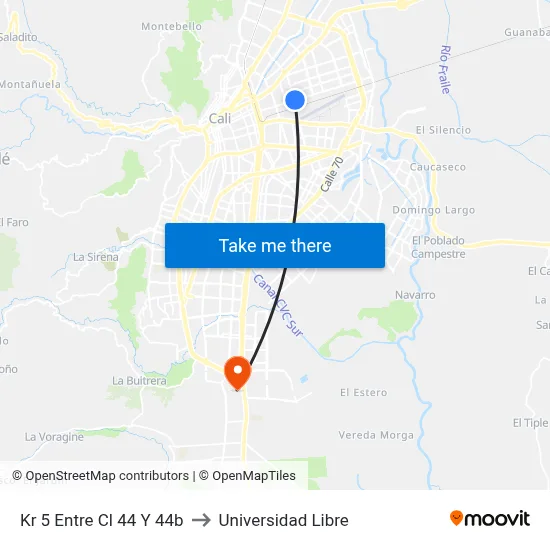 Kr 5 Entre Cl 44 Y 44b to Universidad Libre map