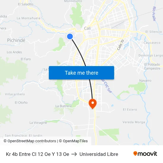 Kr 4b Entre Cl 12 Oe Y 13 Oe to Universidad Libre map