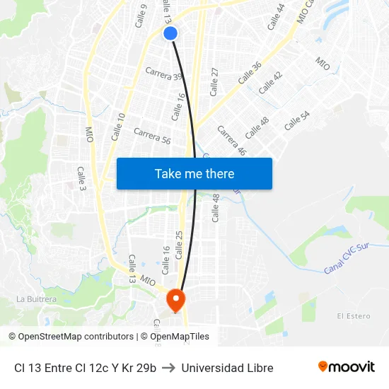 Cl 13 Entre Cl 12c Y Kr 29b to Universidad Libre map