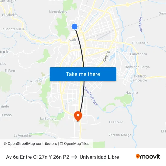 Av 6a Entre Cl 27n Y 26n P2 to Universidad Libre map