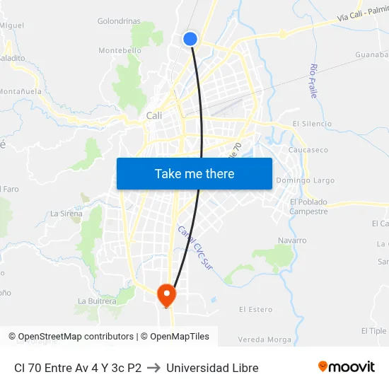 Cl 70 Entre Av 4 Y 3c P2 to Universidad Libre map