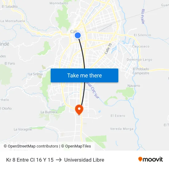 Kr 8 Entre Cl 16 Y 15 to Universidad Libre map