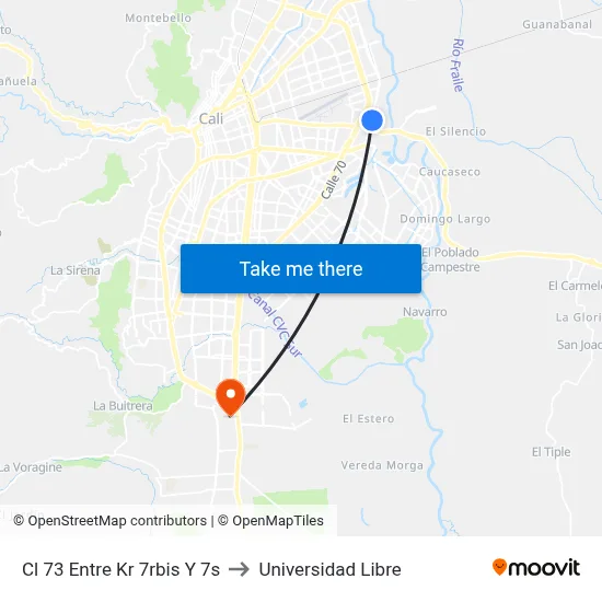 Cl 73 Entre Kr 7rbis Y 7s to Universidad Libre map