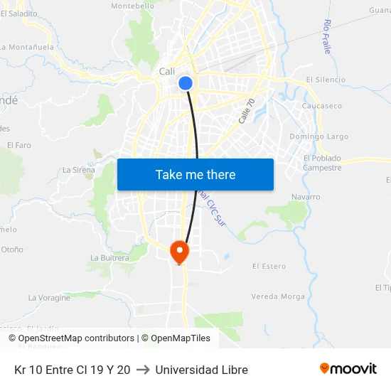 Kr 10 Entre Cl 19 Y 20 to Universidad Libre map