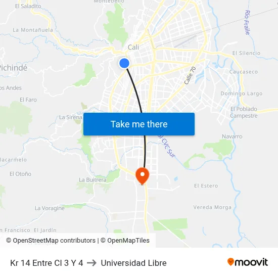 Kr 14 Entre Cl 3 Y 4 to Universidad Libre map