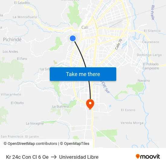 Kr 24c Con Cl 6 Oe to Universidad Libre map