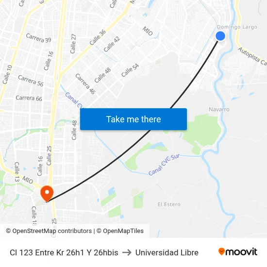 Cl 123 Entre Kr 26h1 Y 26hbis to Universidad Libre map