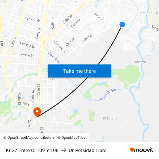 Kr 27 Entre Cl 109 Y 108 to Universidad Libre map